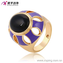 Мода необычные овальный черный камень 18k золото покрытием бижутерия кольцо-13717
